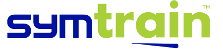 SymTrain logo in dark blue and green